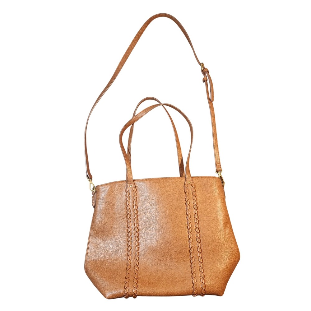 Style & Co. Faux Leather Brown Braided‎ Strap Tote Bag Shoulder Bag Purse